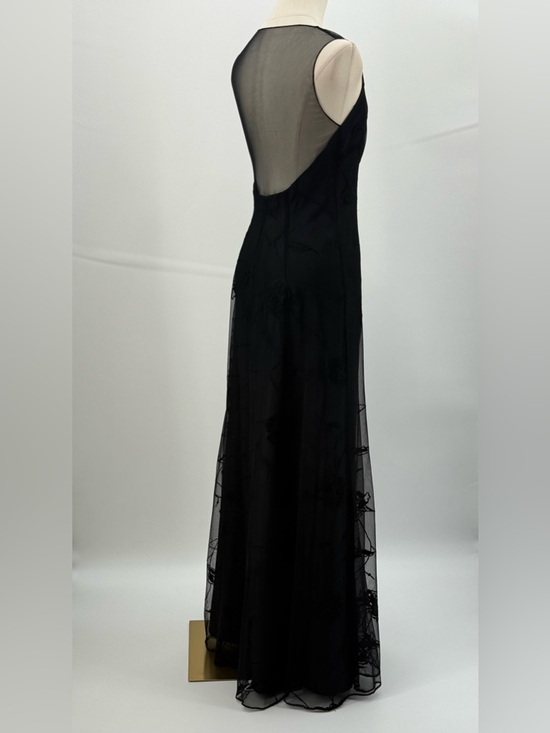 VTG Lauren Ralph Lauren Sophisticated Black Sheer Floral Maxi Evening Dress SZ 4 - Picture 6 of 17
